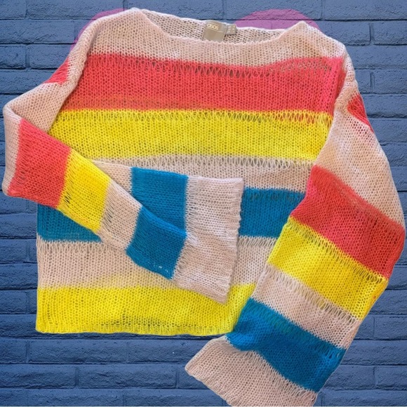ASOS Fairycore multicolor knit Y2K style crop sweater. Size 4  XS - Picture 13 of 13